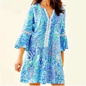 Lilly Pulitzer Hollie Tunic Dress Hey Hey Soleil Blue Haven Size XS